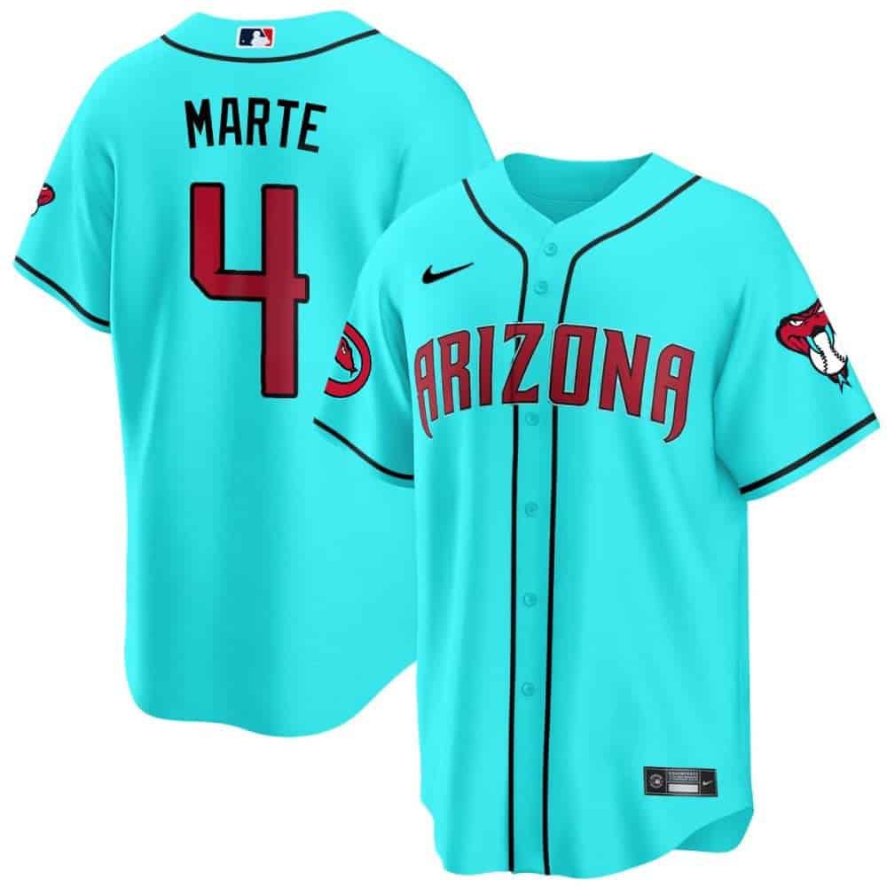 Men Arizona Diamondback #4 Marte Light Blue 2024 Nike Cool Base MLB Jersey style 1->arizona diamondback->MLB Jersey